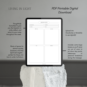 Sermon Notes - Church Notes PDF – Christian Digital Download – Printable Church Notes Page – Bible Study & Reflection Sheet – Faith Journal Template