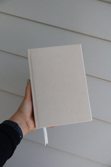 Corduroy Light Stone Lined A5 Lined Notebook for Journaling, Prayers, and More