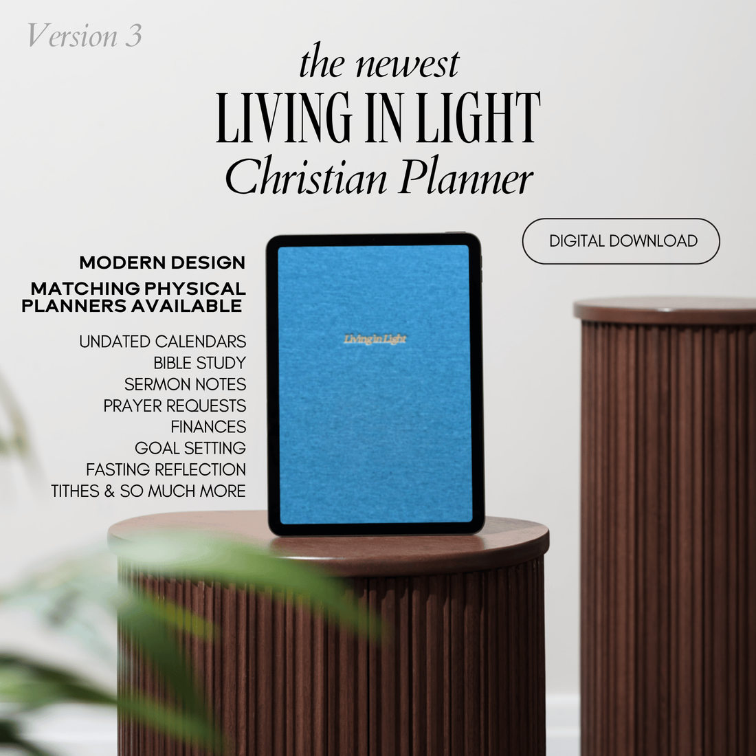 NEW V3 Digital Download Christian Planner Blue Tones Reusable – Bible Study, Goal Setting, Sermon Notes, Prayer Requests, Fasting Reflection & More | PDF Modern Christian Planner