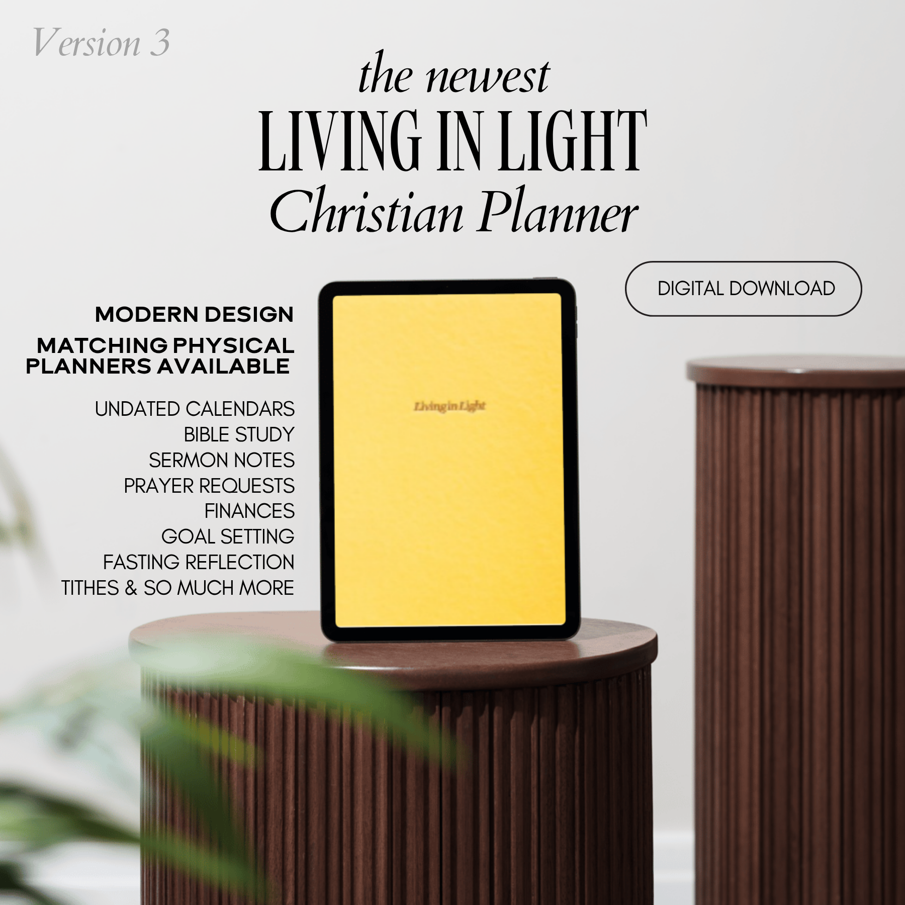 NEW V3 Digital Download Christian Planner Blue Tones Reusable – Bible Study, Goal Setting, Sermon Notes, Prayer Requests, Fasting Reflection & More | PDF Modern Christian Planner