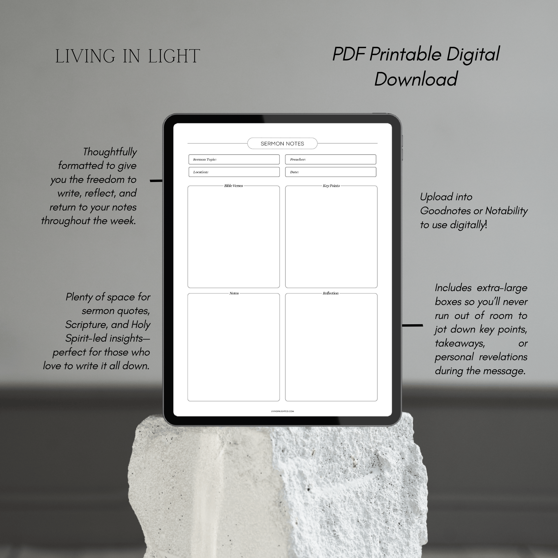 Sermon Notes - Church Notes PDF – Christian Digital Download – Printable Church Notes Page – Bible Study & Reflection Sheet – Faith Journal Template