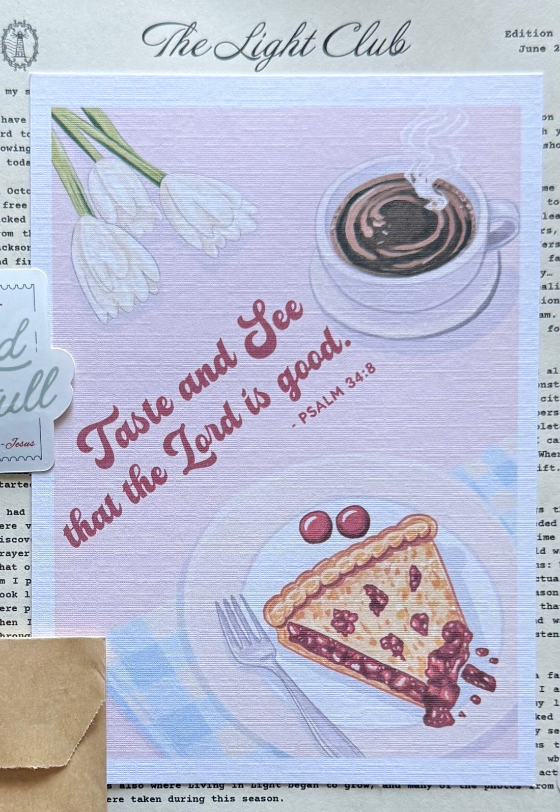 Taste and See That the Lord is Good 5 x 7 - Christian Linen Art Print - Psalm 34:8
