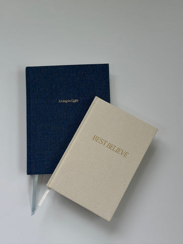 Made By The Word 9 Week Christian Journal Bundle - Cream Journal and Denim Christian Planner