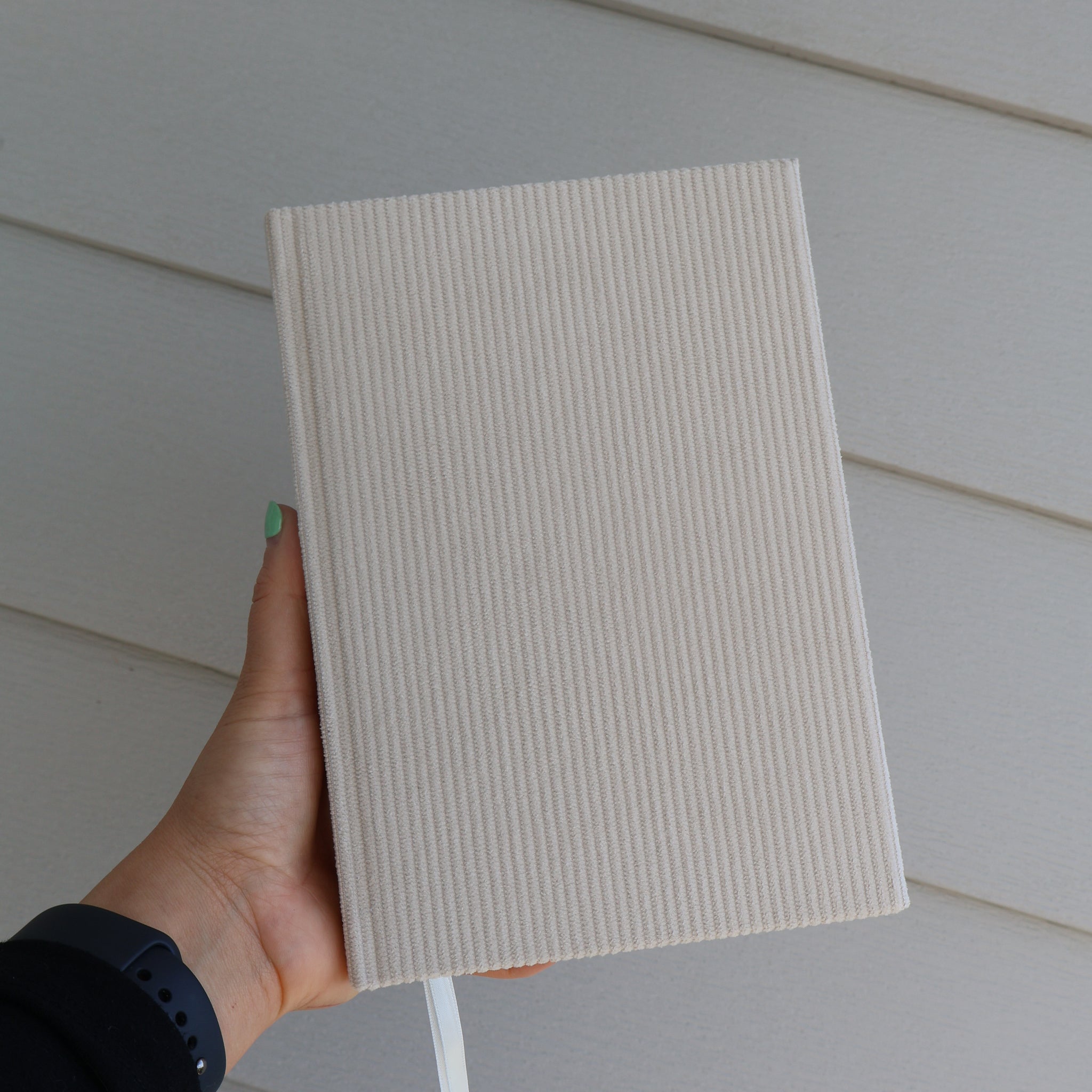 Corduroy Light Stone Lined A5 Lined Notebook for Journaling, Prayers, and More