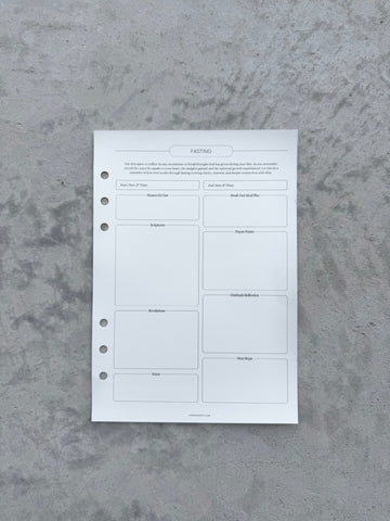 A5 Fasting Reflection Additional Sheets - Set of 5 Sheets with 6 Ring Holes