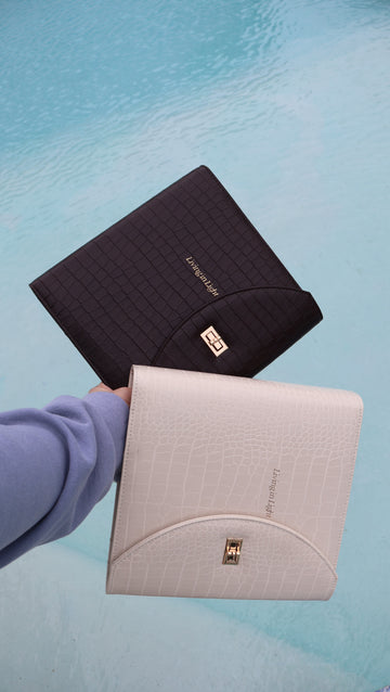 PREORDER A5 Binder Vegan Croc Leather - Espresso or Blonde - 6 Gold Rings with Pencil Case and Pendant