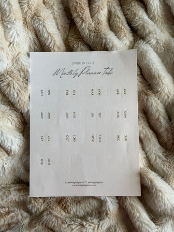 Monthly Planner Tabs (Cream with Gold Foil) – Set of 16 | For Sewn Binding Planners