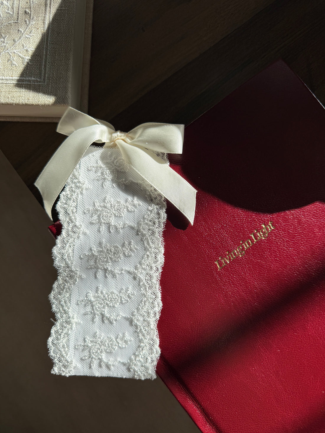 Handmade Lace Bookmark with Ivory Bow