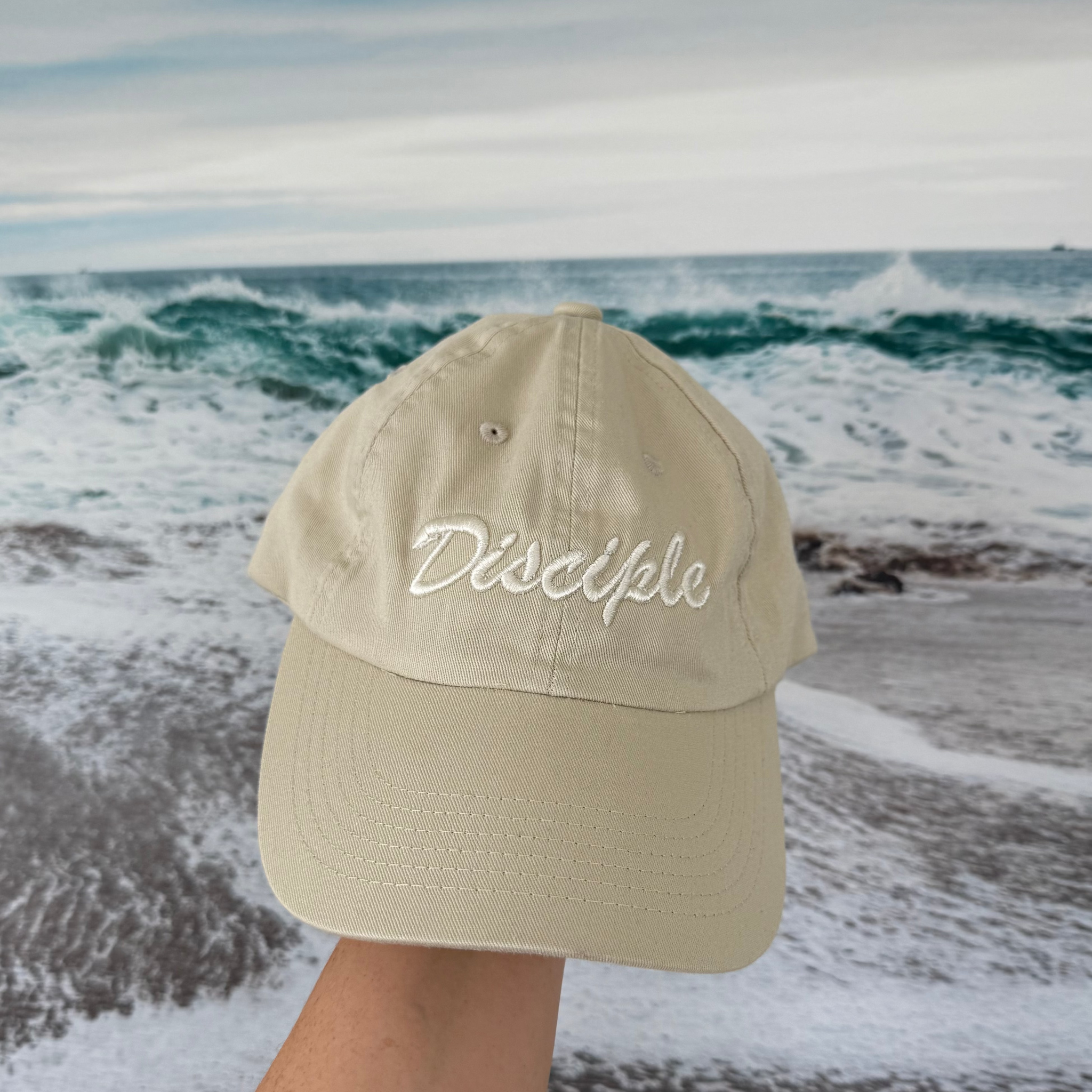 Light Khaki 3D Disciple Dad Cap - Christian Baseball Hat - Modern Faith-Based Apparel - Living in Light