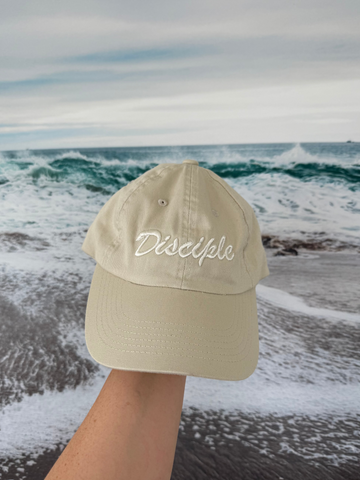 Light Khaki 3D Disciple Dad Cap - Christian Baseball Hat - Modern Faith-Based Apparel - Living in Light