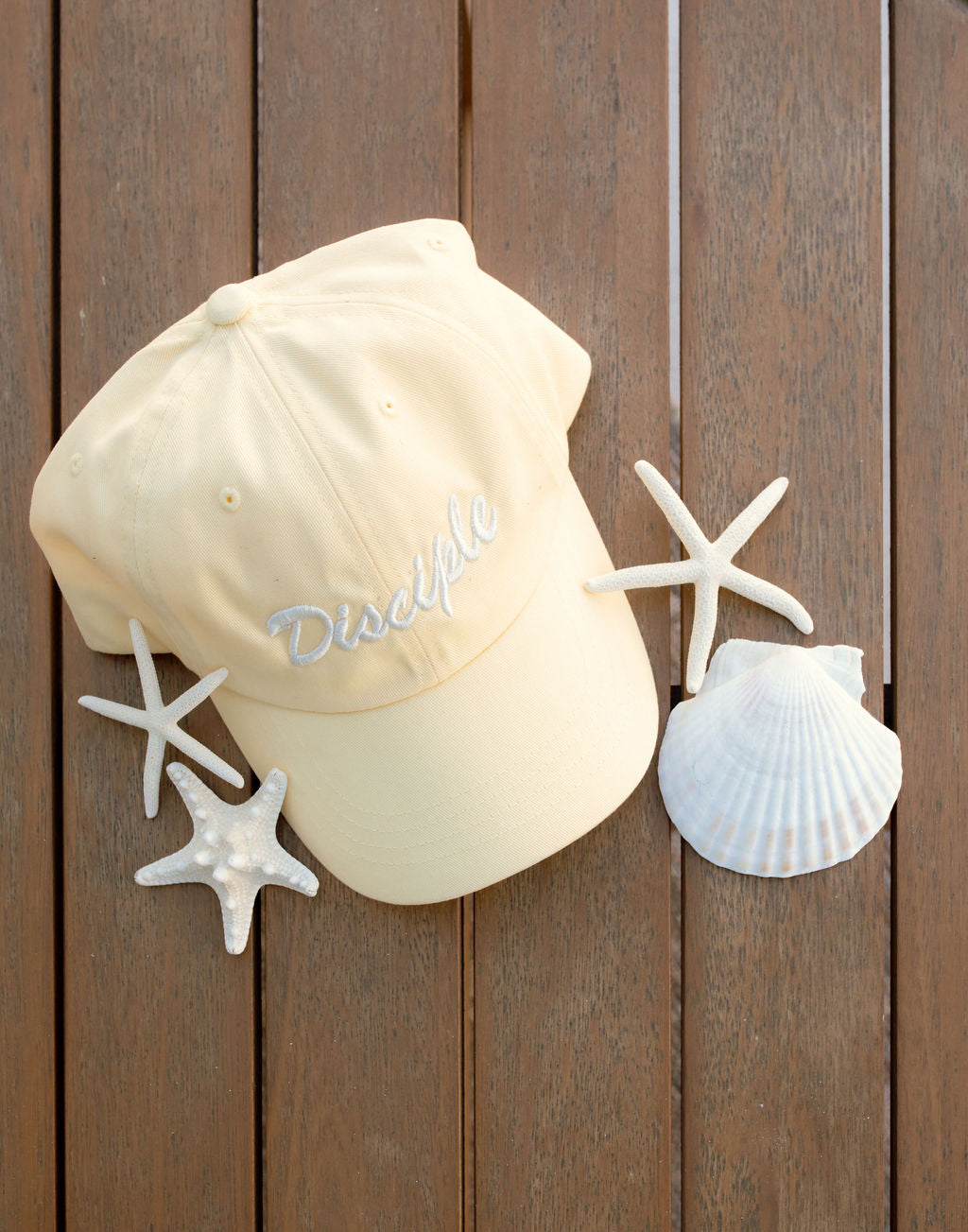 Butter Yellow 3D Disciple Dad Cap - Christian Baseball Hat - Modern Faith-Based Apparel - Living in Light
