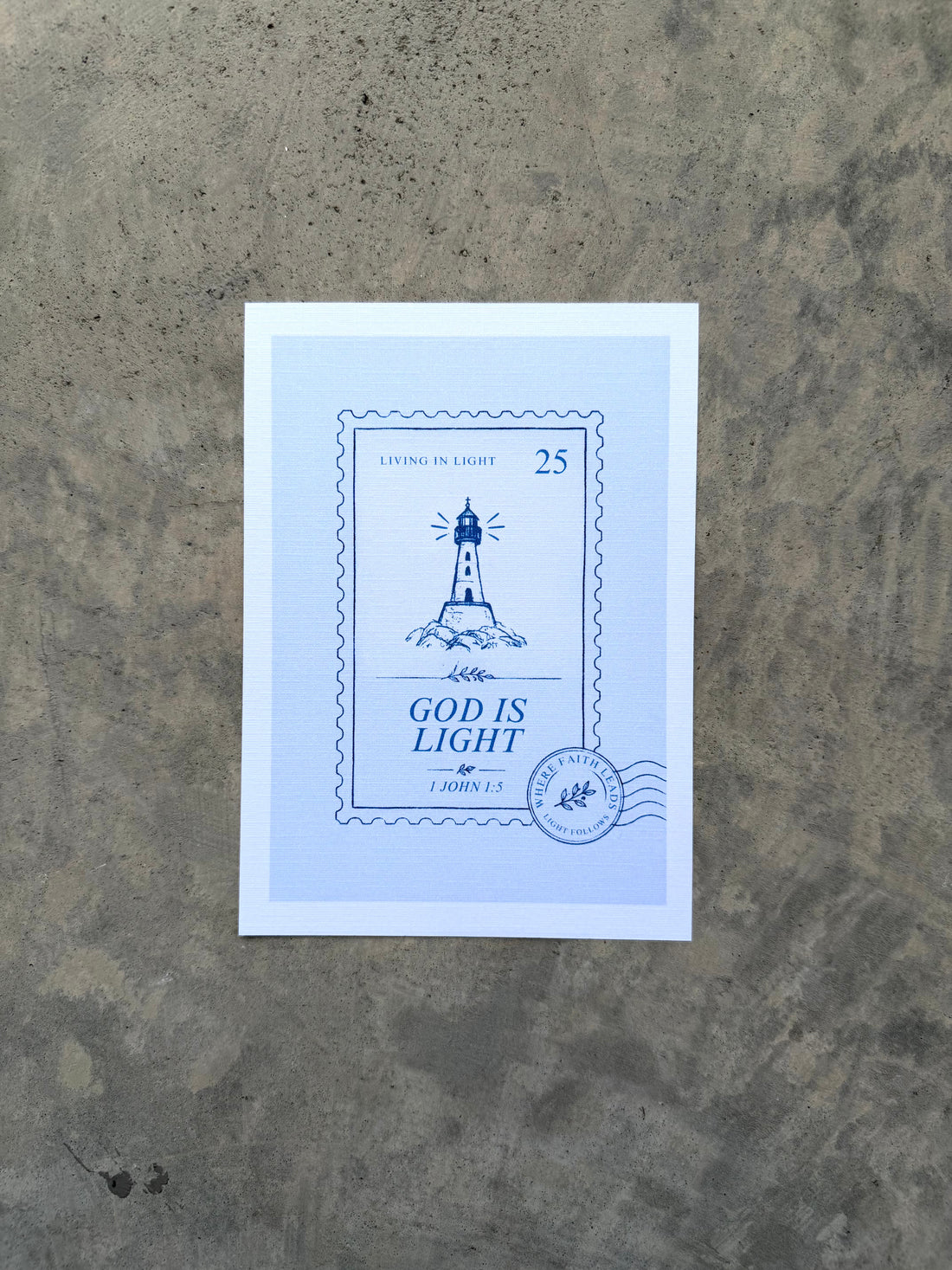 God is Light - Lighthouse 5 x 7 - Christian Linen Art Print - 1 John 1:5