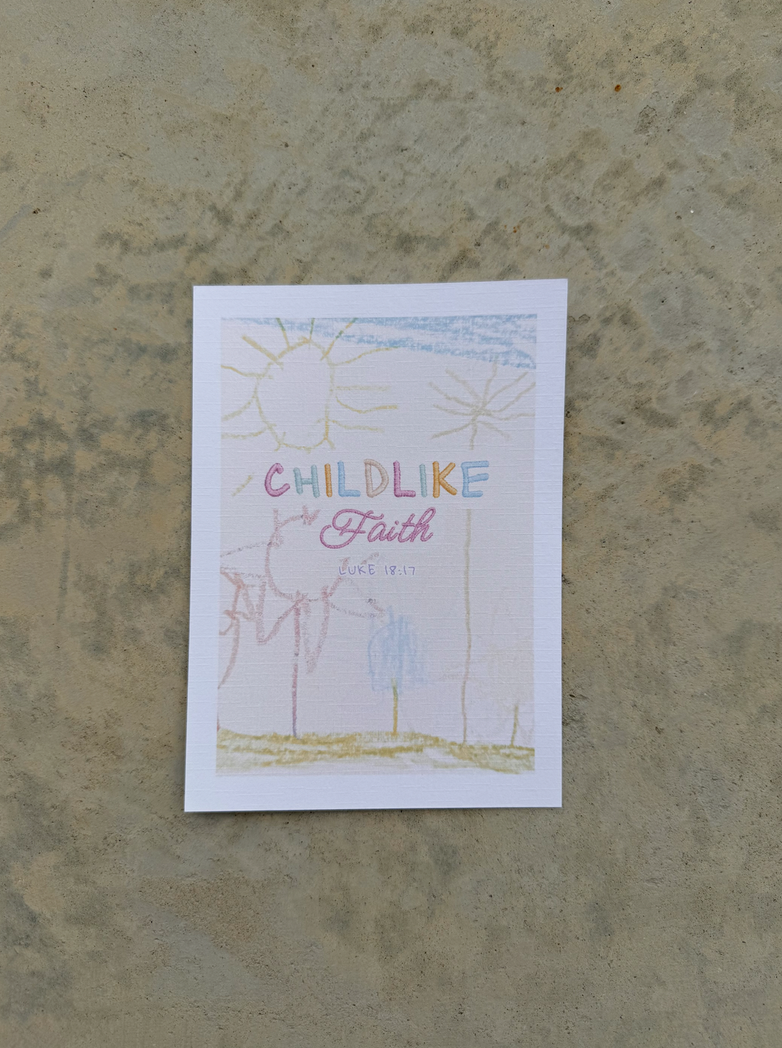 Childlike Faith 5 x 7 - Christian Linen Art Print - Luke 18:17