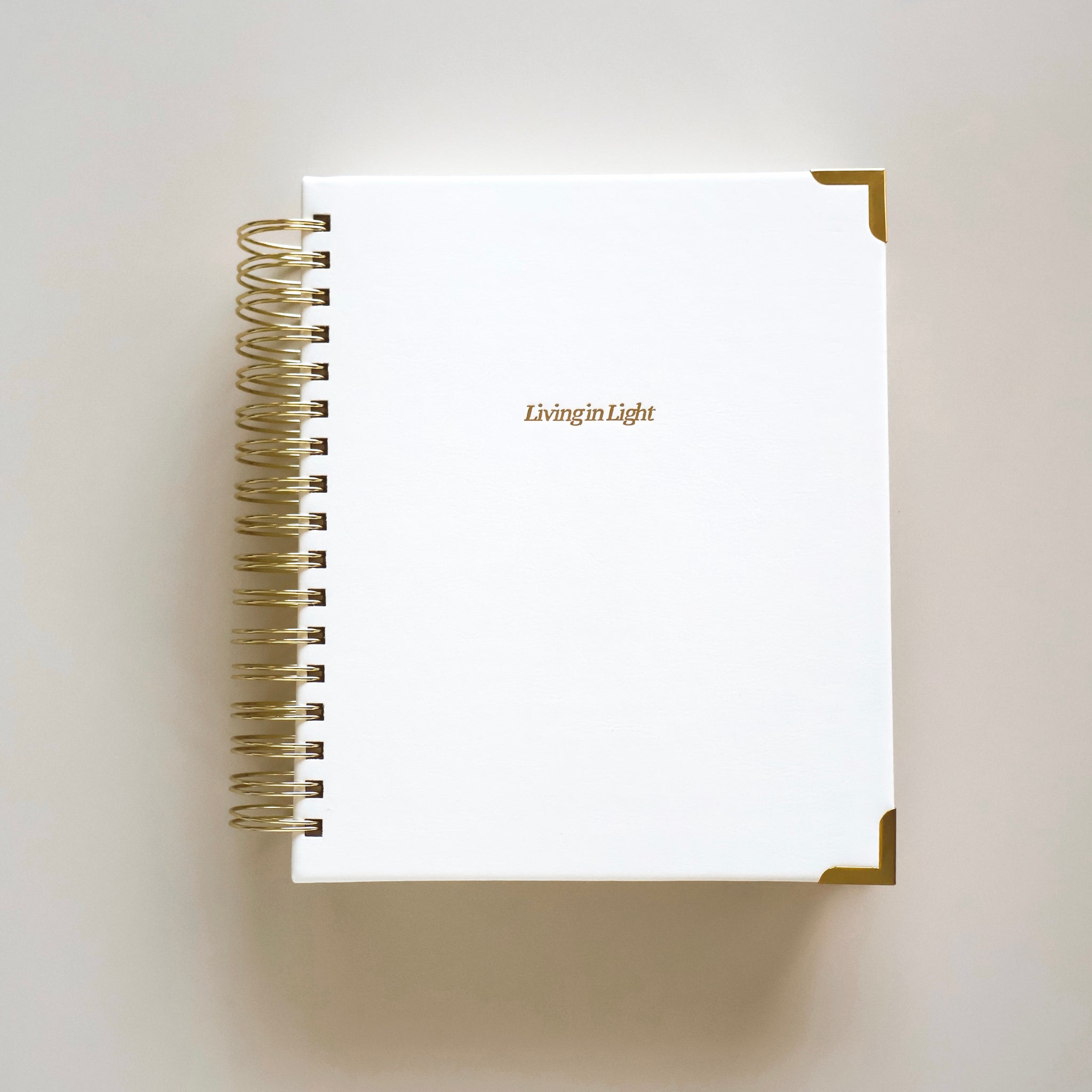 White Leather Gold Spiral V3 Undated Modern Christian Planner w Tabs and Gold Corners – Faith-Based Planner - Bible Study, Sermon Notes, Prayer Requests, Goal Setting, Finances & More