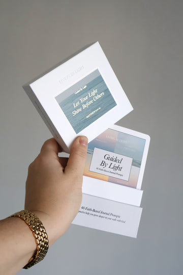 Christian Living Journaling Card Set - 60 Faith-Based Journal Prompts - Guided by Light