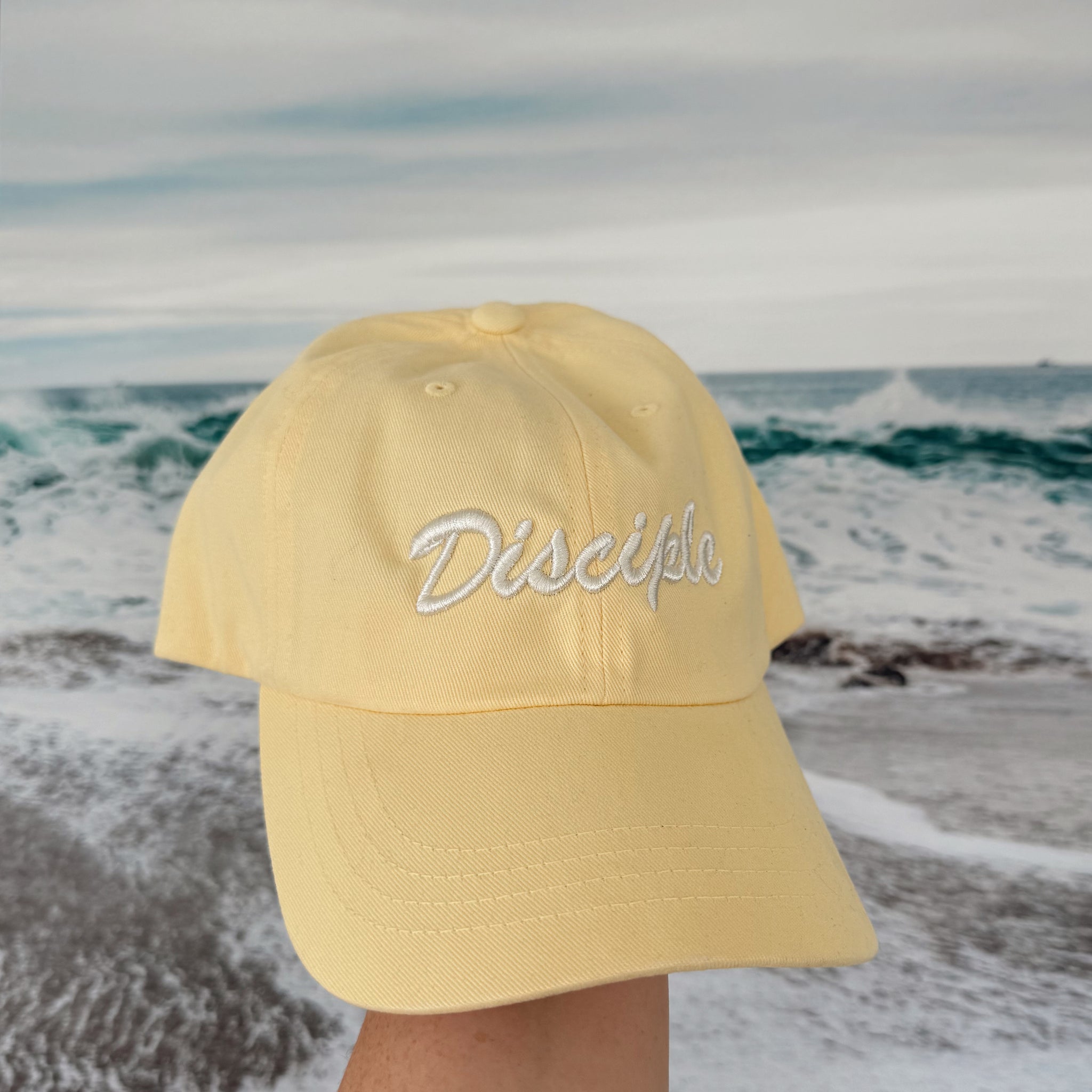Butter Yellow 3D Disciple Dad Cap - Christian Baseball Hat - Modern Faith-Based Apparel - Living in Light