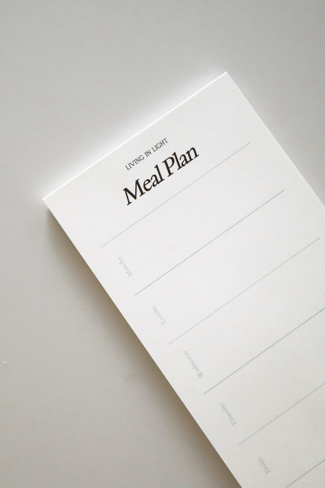 Living in Light Faith-Based Meal Planning and Prep Notepad