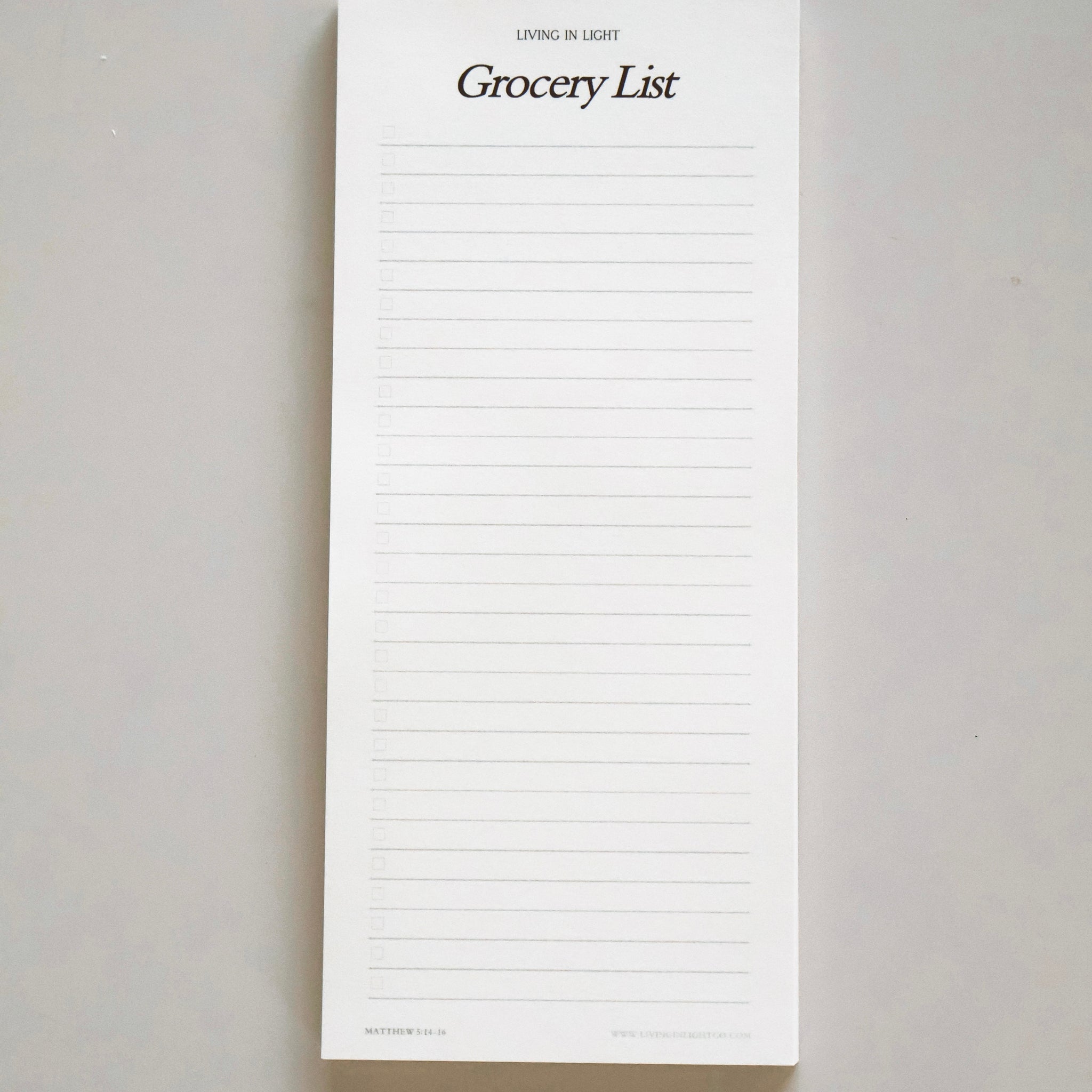 Living in Light Faith-Based Grocery List Notepad